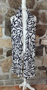 J.Crew Bufanda Ligera Negra Blanca Viscosa Abstracta Elástica Moderna  - Imagen 1 de 8