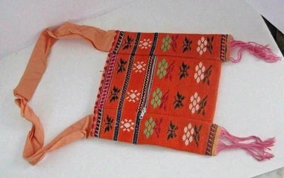 Винтажный ретро 1960 хиппи хиппи шерсти смесь сплетенный наплечная сумка оранжевый бахрома - Изображение 1 из 4