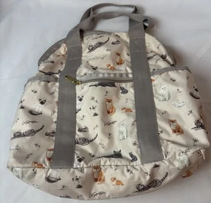 Lesportsac Double Trouble Rucksack Cat Day Print Kätzchen Katzen beige Reise selten - Bild 1 von 9
