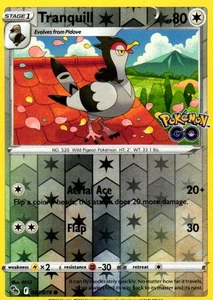 Pokémon Tranquill Common Reverse Holo 062/078 Pokemon GO TCG - Imagen 1 de 2