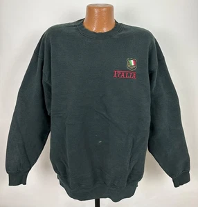 Vintage 90s Italy Sweatshirt Herren XL Faded Black Crewneck Heavyweight Embroidery - Bild 1 von 12
