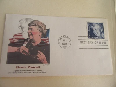 1st Lady Eleanor Roosevelt 20c Stamp 1984 Fdc Sc#2105 On Fleetwood Cachet Cover - Image 1 of 2