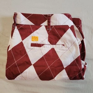 Loudmouth Golf Mens Shorts Men's 38 Burgandy White Argyle Diamond Pattern - Picture 1 of 7