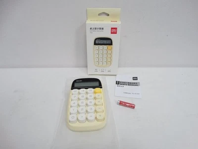 Deli TE35 Electronic Calculator, Beige  - Open Box - Vintage Style, Chunky Keys - Image 1 of 4