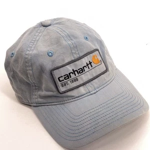 Carhartt EST 1889 rectangle patch light blue cotton baseball cap faded - Picture 1 of 6