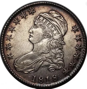 Medio dólar de plata busto tapado 1818 opción AU++/sin circular mejor fecha raro este bonito - Imagen 1 de 13