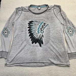 Tocado Ariat Mujer XL Nativo Americano Manga Larga Top Rústico Gris - Imagen 1 de 6