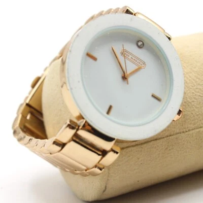 Reloj clásico de lujo informal Sky Marine para mujer tono dorado cara blanca estrás  Foto 1 de 4