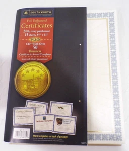 Southworth Award Certificates Gold Foil Border 1 Pk 12 Sheets Missing Disc Read - Picture 1 of 9