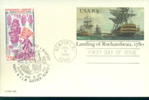 1980 FDC - Gemeinschaftsausgabe mit Frankreich - Landung von Rochambeau - Bild 1 von 1