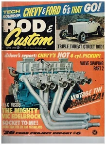 ROD & CUSTOM-APRIL 1969-CHEVY & FORD-THE MIGHTY VIC EDELBROCK-CHEVY HOT 4CYL PIC - Picture 1 of 1