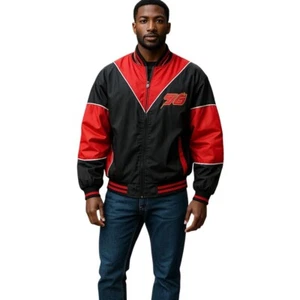 Ernie Irvan Nascar Racing Jacket Coat #28 Sz XL Satin Bomber Nutmeg Embroidered - Picture 1 of 12
