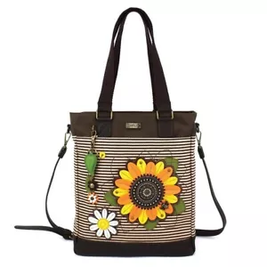 Chala Shoulder Work Tote Detachable Crossbody Strap - Sunflower, Brown Stripe - Picture 1 of 6