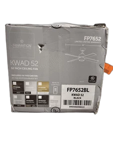 FANIMATION Kwad 52 in. LED Black Ceiling Fan w/Opal Frosted Glass Light&Remote - Picture 1 of 1