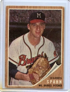 1962 Topps Warren Spahn Milwaukee braves #100 ⭐️💥🎯 G/G+ - Picture 1 of 2