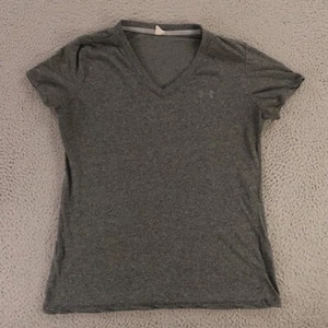 Under Armour Shirt Womens Medium Gray Cotton Short Sleeve HeatGear - Picture 1 of 10