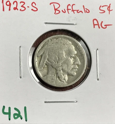1923 S Buffalo Nickel 5c AG About Good Cover