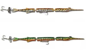 kit 2 aguglie grandi 24cm pesca traina pesce serra mare artificiale snodata - Foto 1 di 4