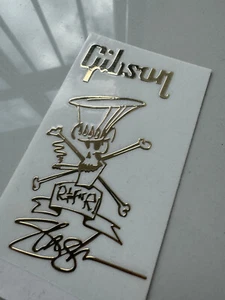 1Pcs GIBSON Guitar Signature Headstock SelfAdhesive Metal Sticker Champagne Gold - Picture 1 of 3