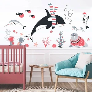 Whale Underwater World Sea Lion Seal Coral Removable Wall Decal Sticker - Bild 1 von 6