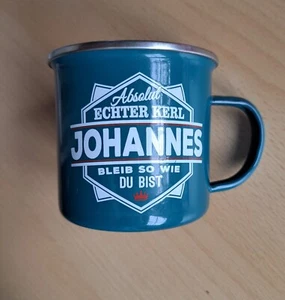 JOHANNES Emaille Becher / Tasse / Henkelbecher - NEU - Bild 1 von 2