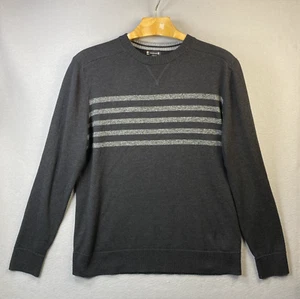 Smartwool Crew Neck Sweater Mens L Merino Wool Blend SW016437 Black Gray Striped - Picture 1 of 10
