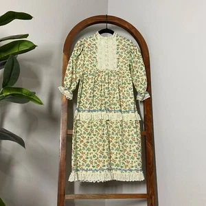 Vintage Lassie Togs 4T Yellow Floral Long Sleeve Cottagecore Prairie Dress - Picture 1 of 6