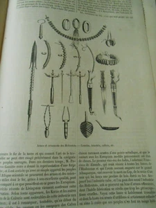 Les Koras industrie des Cafres 1859 Gravure Print Article - Picture 1 of 1
