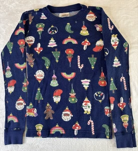Hanna Anderson Organic Cotton Christmas Ornament Size 10 Pajama Top Only - Picture 1 of 11