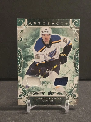 2024-25 Upper Deck Artifacts #134 Jordan Kyrou Emerald Materials Dual Patch /35 - Image 1 of 4