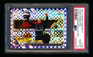 2021 TOPPS CHROME F1 140 LEWIS HAMILTON PURPLE CHECKER REFRACTOR #103/199 PSA 10 - Picture 1 of 2