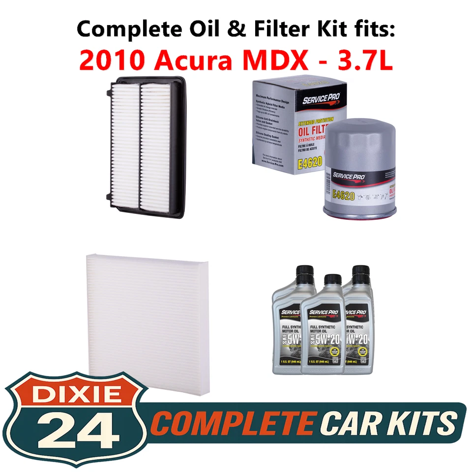 2010 Acura MDX 3.7L Complete Cabin, Air & Oil Filter Kit (5W-20) - Image 1 of 4