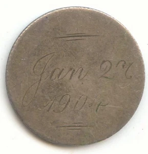 1903 Barber Dime Liebesmedaille, graviert 2. Januar 1904 - Bild 1 von 2