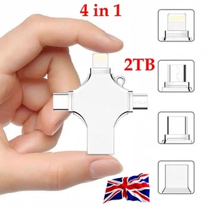 4 in 1 USB 3.0 Flash Drive 2TB Storage Photo Stick for iPhone Samsung Android - Picture 1 of 13