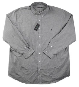 Camisa Polo Ralph Lauren Grande y Alta Para Hombre 4XLT Manga Larga Botón Delantero Negra Chk - Imagen 1 de 7