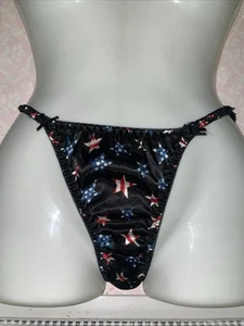 Bragas/arcos de bikini vintage de satén clásico verdadero de colección sedoso L/7 estrellas de EE. UU. - Imagen 1 de 6