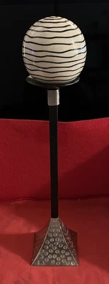 Vintage Aluminum Base Metal Decorative Stand 19” With Ceramic Decorative Ball. - Image 1 of 4