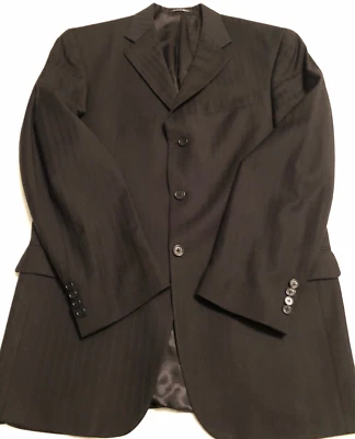 Abrigo Blazer DKNY Negro Deportivo Chaqueta Negro sobre Negro Rayas 100% Lana Talla 40L Foto 1 de 4