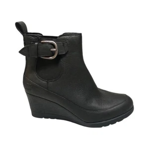 UGG Women's Arleta Black Leather Waterproof Wedge Heel Boots 1106755 - Picture 1 of 8