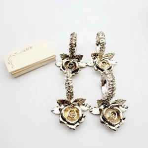 Vintage Princess House Rose Napkin Ring Set of 4 Holders Place Cards Leaf - Picture 1 of 6