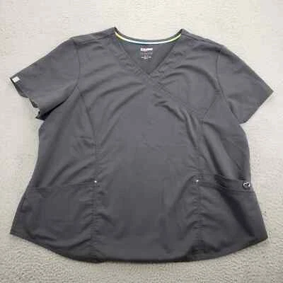 Scrubstar Shirt Womens 3XL Gray Ultimate Medical Scrub Top Pockets Short Sleeve - Image 1 of 4