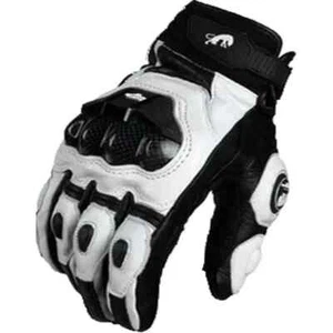 Motorcycle Gloves Black Racing Genuine Leather Motorbike White Road Riding Glove - Picture 1 of 29