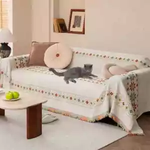 1PC Bohemia Chenille Sofa Cover All Seasons Sofa Slipcover Tassel Anti-cat Towel - Picture 1 of 29
