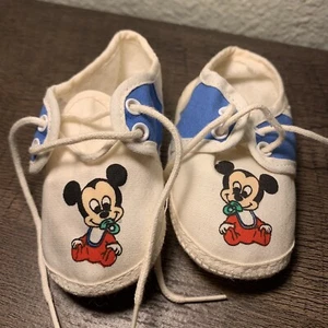 Vintage 1984 Disney Babys Satteltasche Schuhe Mickey Mouse Tuch Stiefel *lesen* - Bild 1 von 7