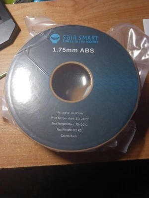 Sain Smart 3D Printer Filament Black ABS 1.75mm N. W. 0.5 kg - Image 1 of 2