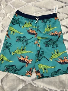 NWT Carter’s Boy’s Dinosaur Lined Multi Colored Swim Trunks - Size 12 - MSRP $28 - Picture 1 of 5