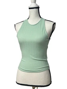 LUSH Junior’s Ribbed Sleeveless Wrap Tie Back Top, Mint Green, Sz. M - Picture 1 of 8