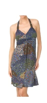 XL CHRISTINA LOVE Vibrante Precioso Vestido Halter Pavo Real Hasta la Rodilla Para Mujer Foto 1 de 4