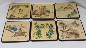 Set of 6 Traditional Design Coasters by Renowned Korean Painter Kim Hong-do - Picture 1 of 10