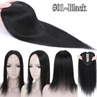 100% Remy Human Hair Topper Toupee Wig Clip In Hairpiece Silk Top For Women 16"